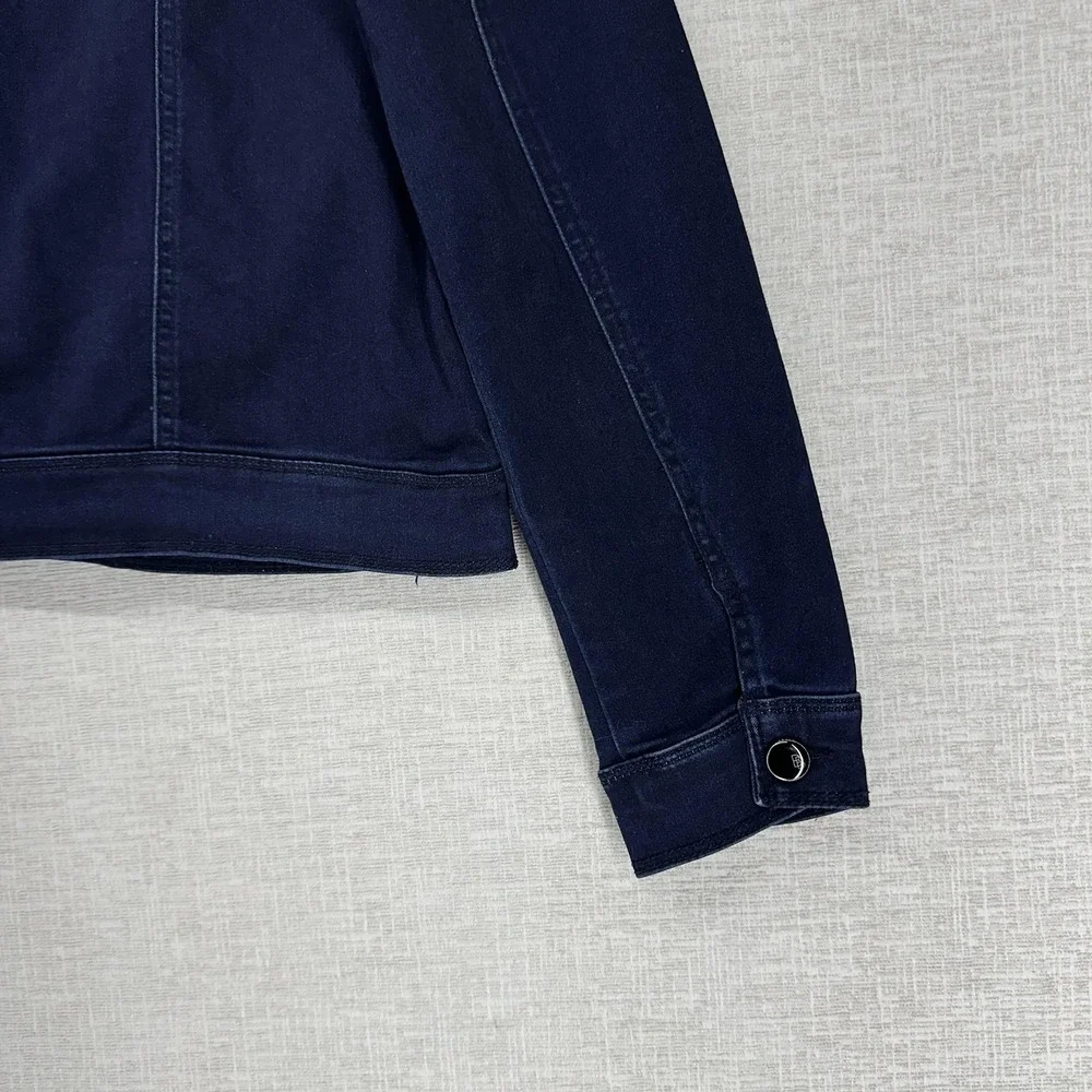 1822 Denim Jacket Womens Large Blue Stretch Denim Button Front Basic Long Sleeve - Picture 5 of 12
